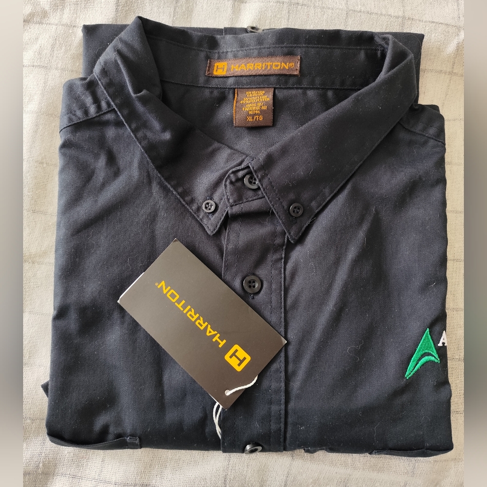 Harriton Men's Short-Sleeve Work Shirt Size XL Dark Charcoal